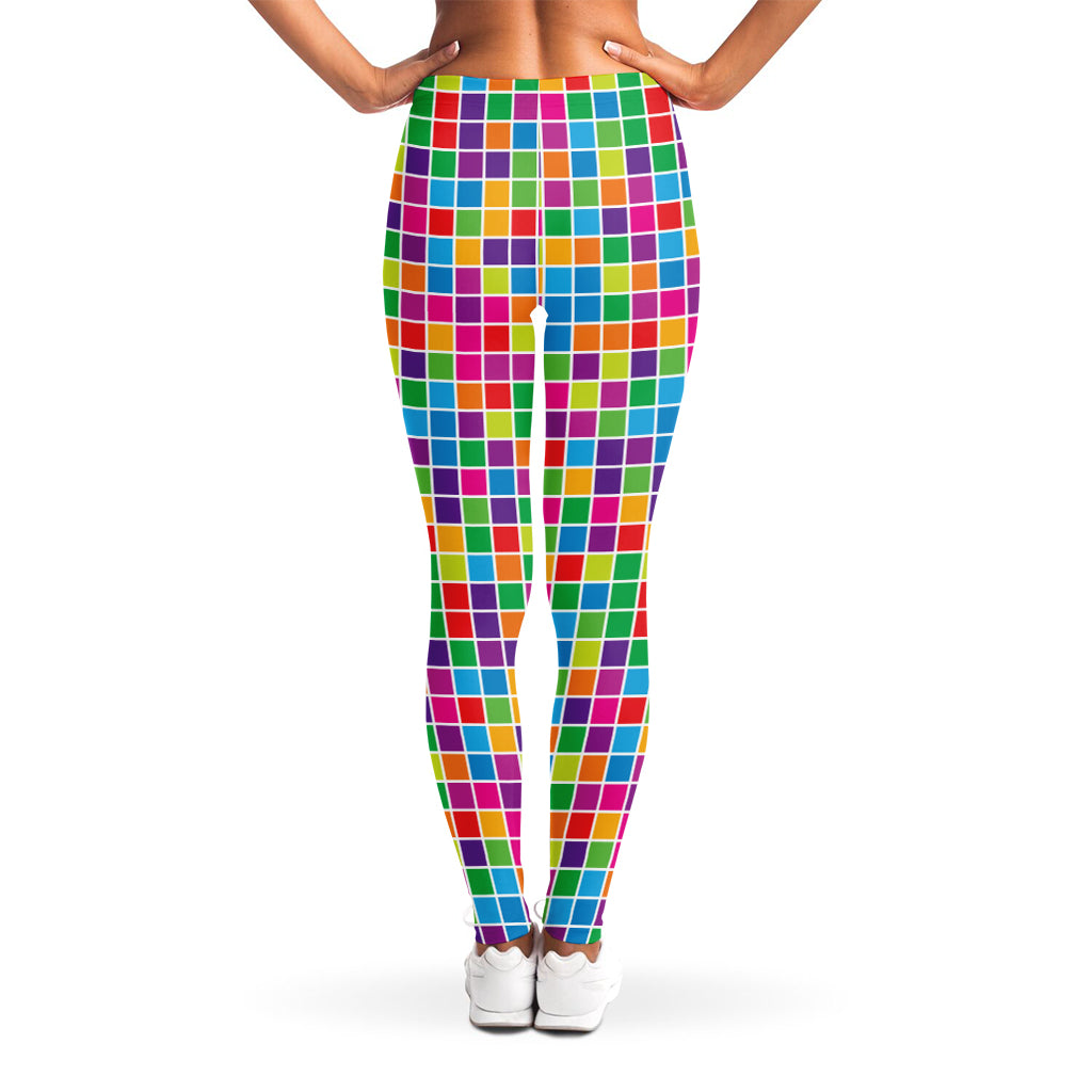 Rainbow Squares Pattern Print Women's Leggings