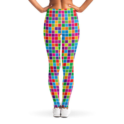 Rainbow Squares Pattern Print Women's Leggings