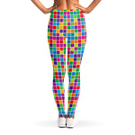 Rainbow Squares Pattern Print Women's Leggings
