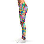 Rainbow Squares Pattern Print Women's Leggings