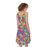 Rainbow Squares Pattern Print Women's Sleeveless Dress