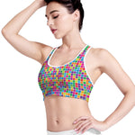 Rainbow Squares Pattern Print Women's Sports Bra