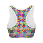 Rainbow Squares Pattern Print Women's Sports Bra
