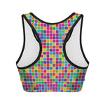 Rainbow Squares Pattern Print Women's Sports Bra