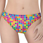 Rainbow Squares Pattern Print Women's Thong