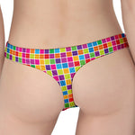 Rainbow Squares Pattern Print Women's Thong