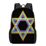 Rainbow Star of David Print 17 Inch Backpack