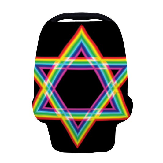 Rainbow Star of David Print Baby Seat Cover