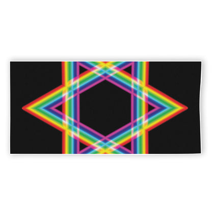 Rainbow Star of David Print Beach Towel