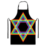 Rainbow Star of David Print Bib Apron With Pocket
