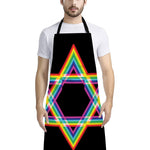 Rainbow Star of David Print Bib Apron With Pocket
