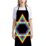 Rainbow Star of David Print Bib Apron With Pocket