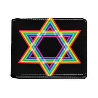 Rainbow Star of David Print Bifold Wallet