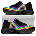 Rainbow Star of David Print Black Chunky Shoes