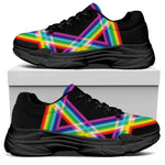 Rainbow Star of David Print Black Chunky Shoes
