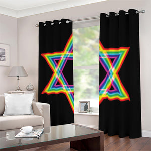 Rainbow Star of David Print Blackout Grommet Curtains