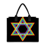 Rainbow Star of David Print Canvas Tote Bag