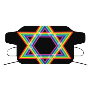 Rainbow Star of David Print Car Windshield Snow Cover