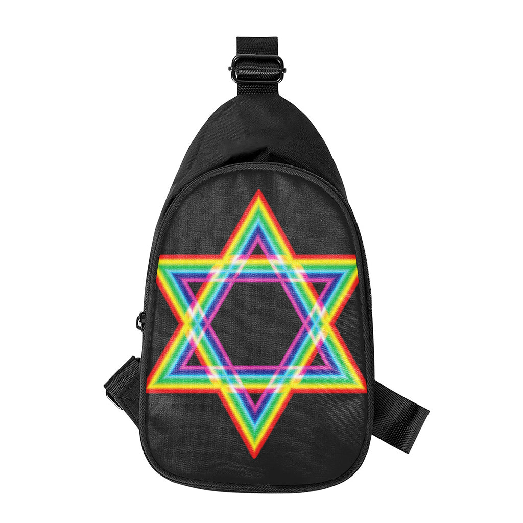 Rainbow Star of David Print Chest Bag