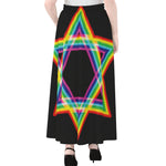 Rainbow Star of David Print Chiffon Maxi Skirt
