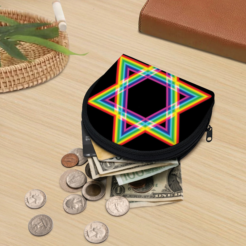 Rainbow Star of David Print Coin Purse