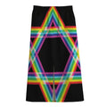 Rainbow Star of David Print Cotton Front Slit Maxi Skirt