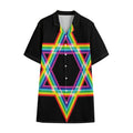 Rainbow Star of David Print Cotton Hawaiian Shirt