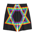 Rainbow Star of David Print Cotton Shorts