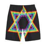 Rainbow Star of David Print Cotton Shorts