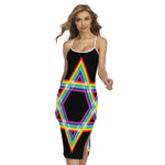 Rainbow Star of David Print Cross Back Cami Dress