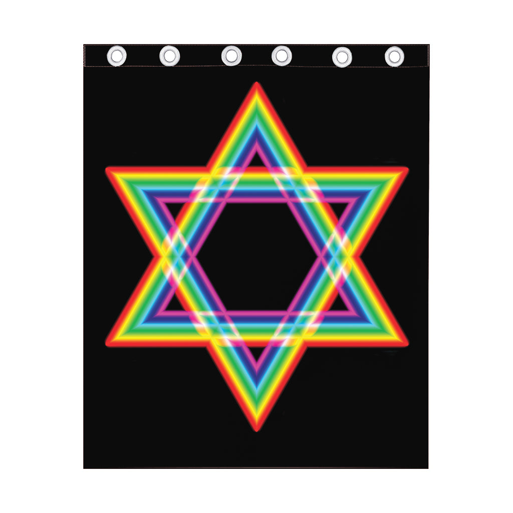 Rainbow Star of David Print Curtain