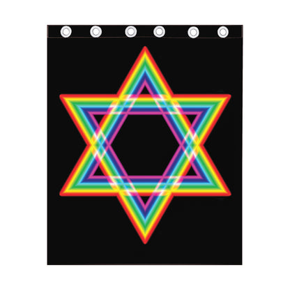 Rainbow Star of David Print Curtain