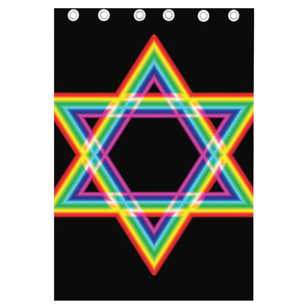 Rainbow Star of David Print Curtain