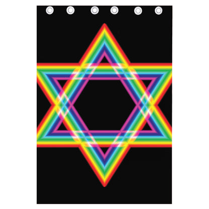 Rainbow Star of David Print Curtain