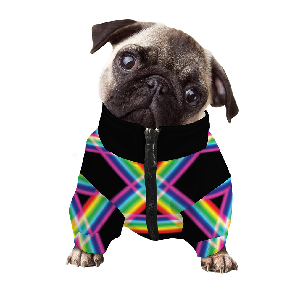 Rainbow Star of David Print Dog Zip Up Jacket