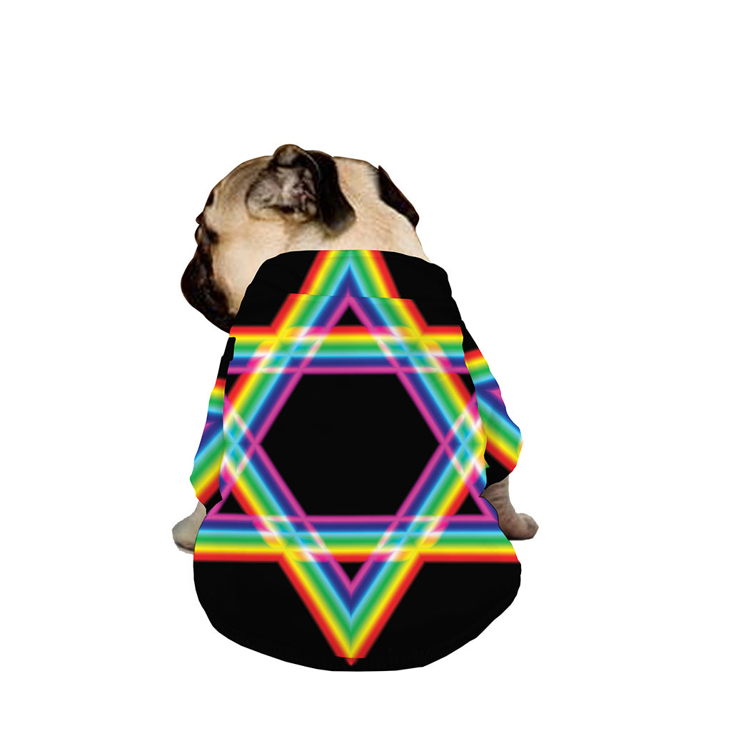 Rainbow Star of David Print Dog Zip Up Jacket