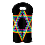Rainbow Star of David Print Double Neoprene Wine Tote