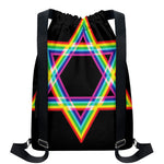 Rainbow Star of David Print Drawstring Backpack