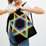 Rainbow Star of David Print Drawstring Backpack