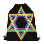 Rainbow Star of David Print Drawstring Bag