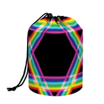 Rainbow Star of David Print Drawstring Makeup Bag