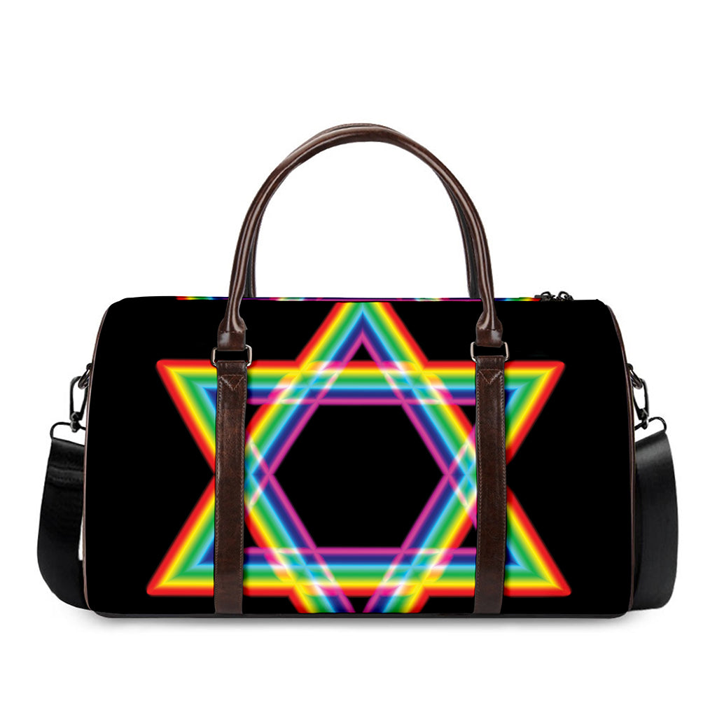 Rainbow Star of David Print Duffle Bag