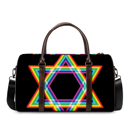 Rainbow Star of David Print Duffle Bag
