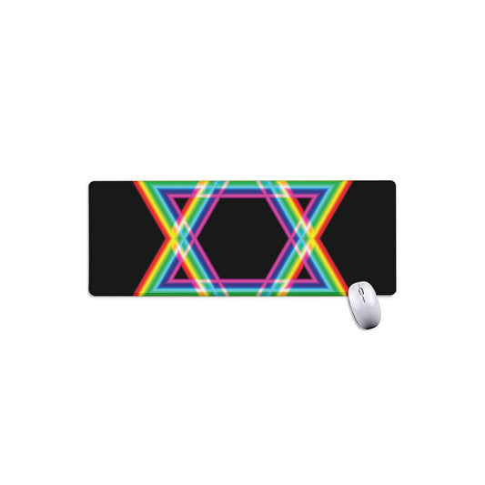 Rainbow Star of David Print Extended Mouse Pad