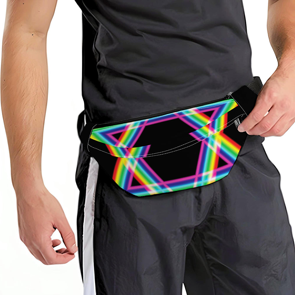 Rainbow Star of David Print Fanny Pack