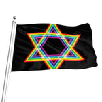 Rainbow Star of David Print Flag