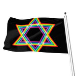 Rainbow Star of David Print Flag