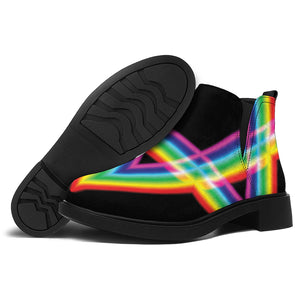 Rainbow Star of David Print Flat Ankle Boots