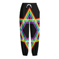 Rainbow Star of David Print Fleece Lined Knit Pants