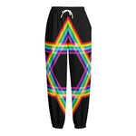Rainbow Star of David Print Fleece Lined Knit Pants